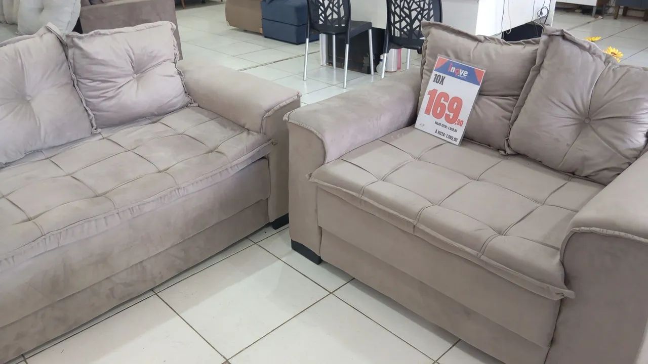 Conjunto Sofá 2 Lugares e Poltrona Azul Turquesa - Foto 5