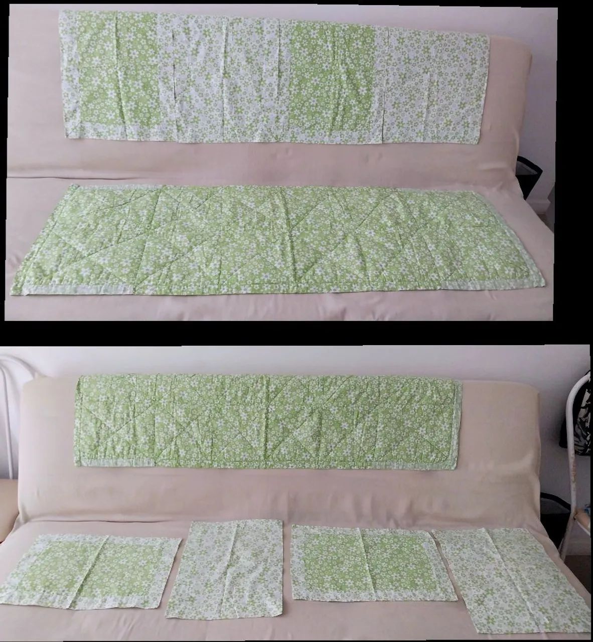 Novo! Jogo de sala (09 itens)! Conj 01 Manta Gde/04 pqs (Dupla face)/04 capas almofadas - Foto 2