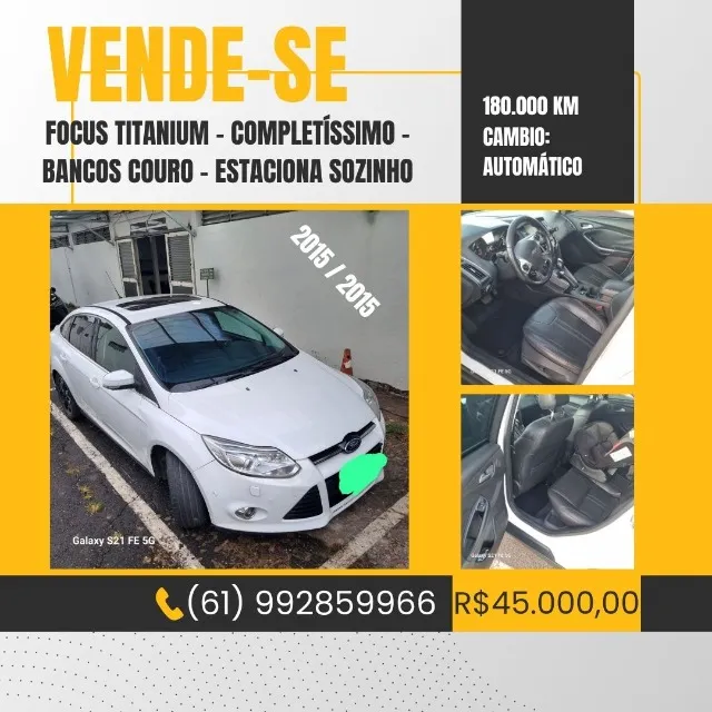 FOCUS TITANIUM 2015 / 2015 PERFEITO - CARRO PRIMEIRA LINHA