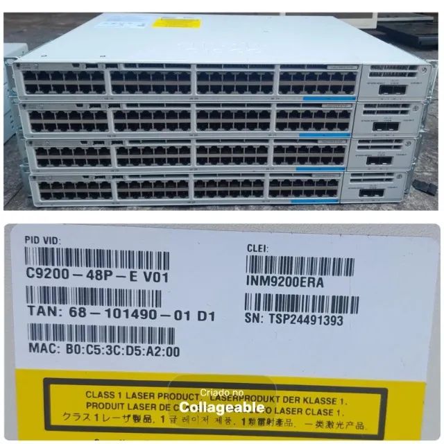 Switch cisco C9200-48PXG-E 48Portas 1G Full PoE+ Layer 3 uplink 25G 