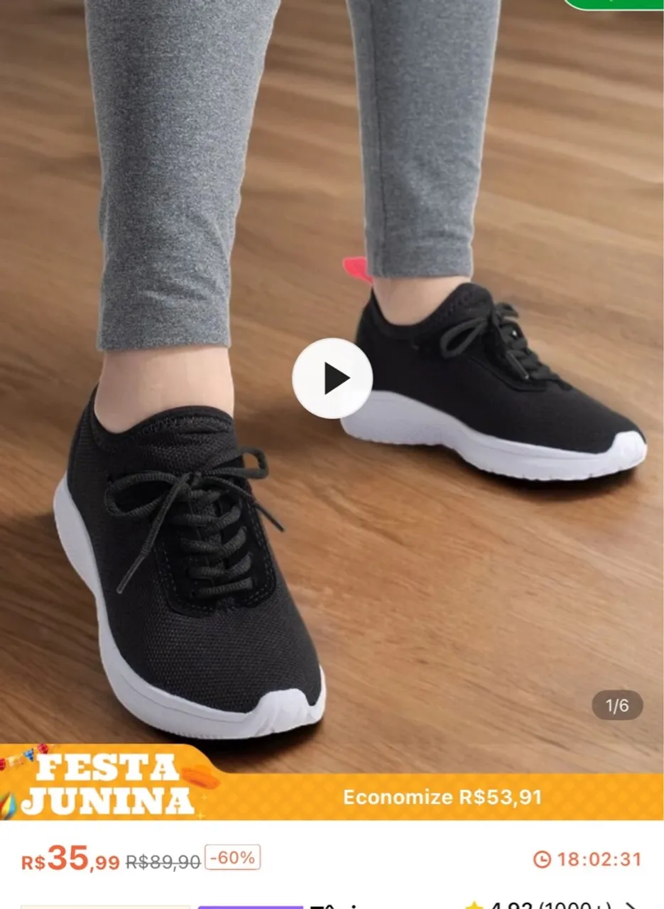 Tênis Feminino Preto com Solado Branco - Conforto e Estilo!