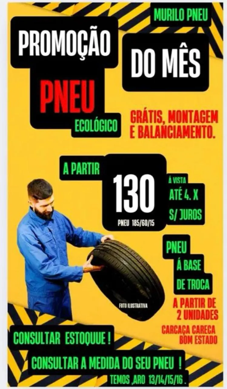 Pneu 185/60/15 até 4 x s/ juros