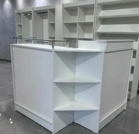 BALCÃO CAIXA + BALCÃO SIMPLES COM TAMPO DE VIDRO - NOVO 