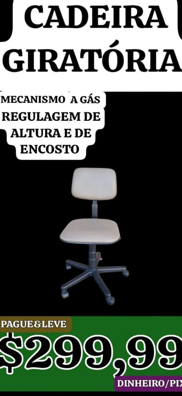Cadeira Giratória de Escritório - Regulagem de Altura e Encosto