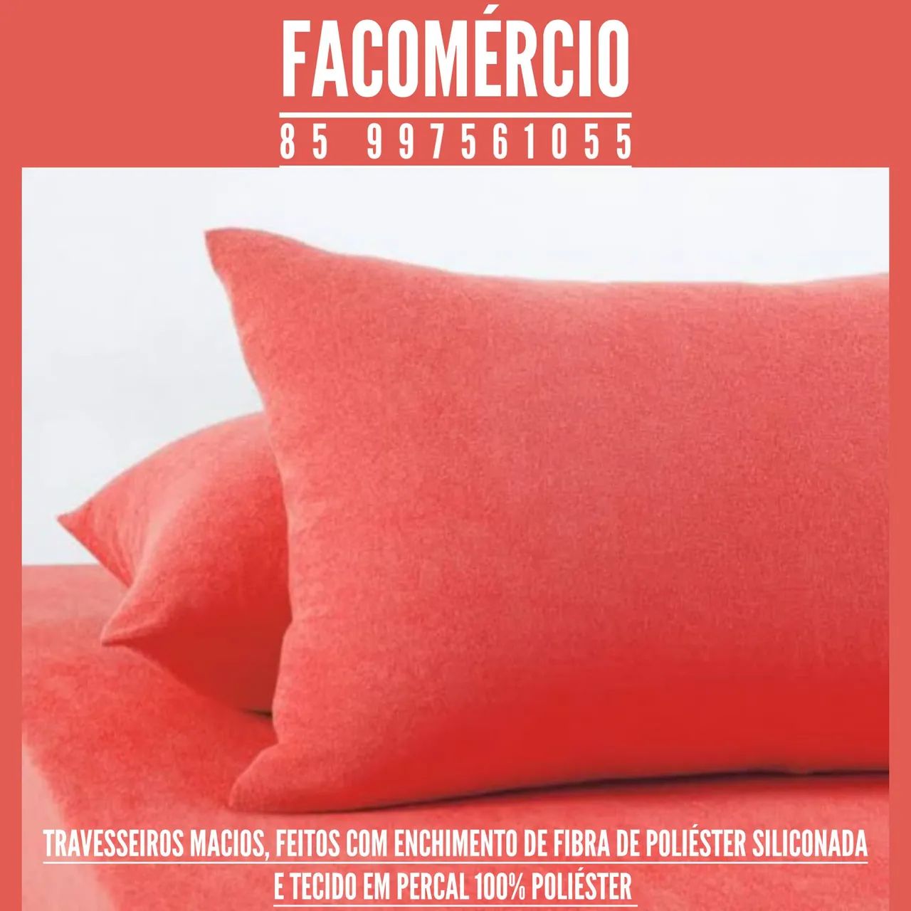Travesseiros Macios de Fibra de Poliéster Siliconada - Percal 100% Poliéster