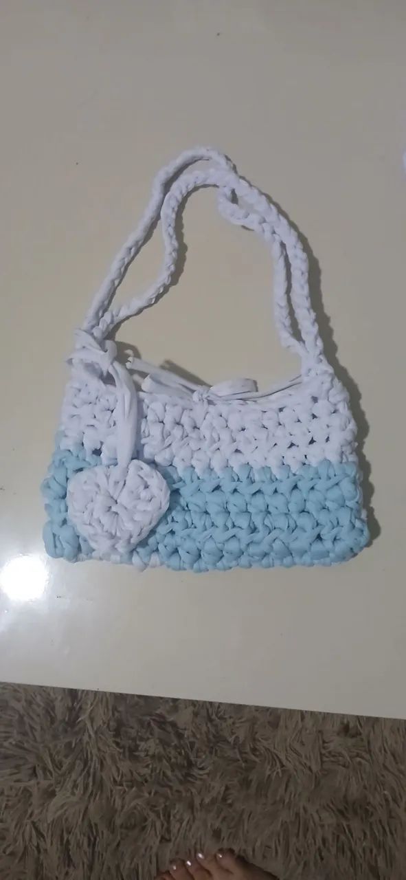 Bolsa branca e azul - Foto 2