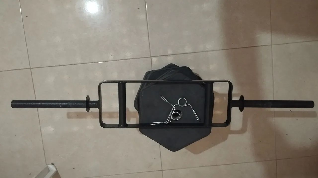 Barra H com anilhas 26kg - Foto 2