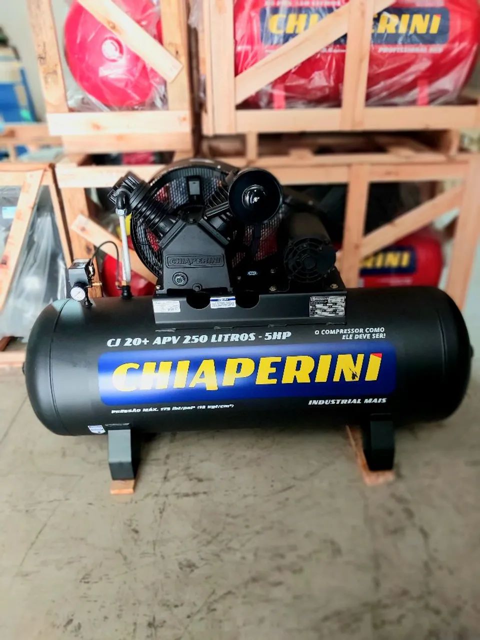 Compressor de ar Chiaperini de 250L 20pcm 5hp Trifásico Industrial (Loja/Nova) - Foto 4