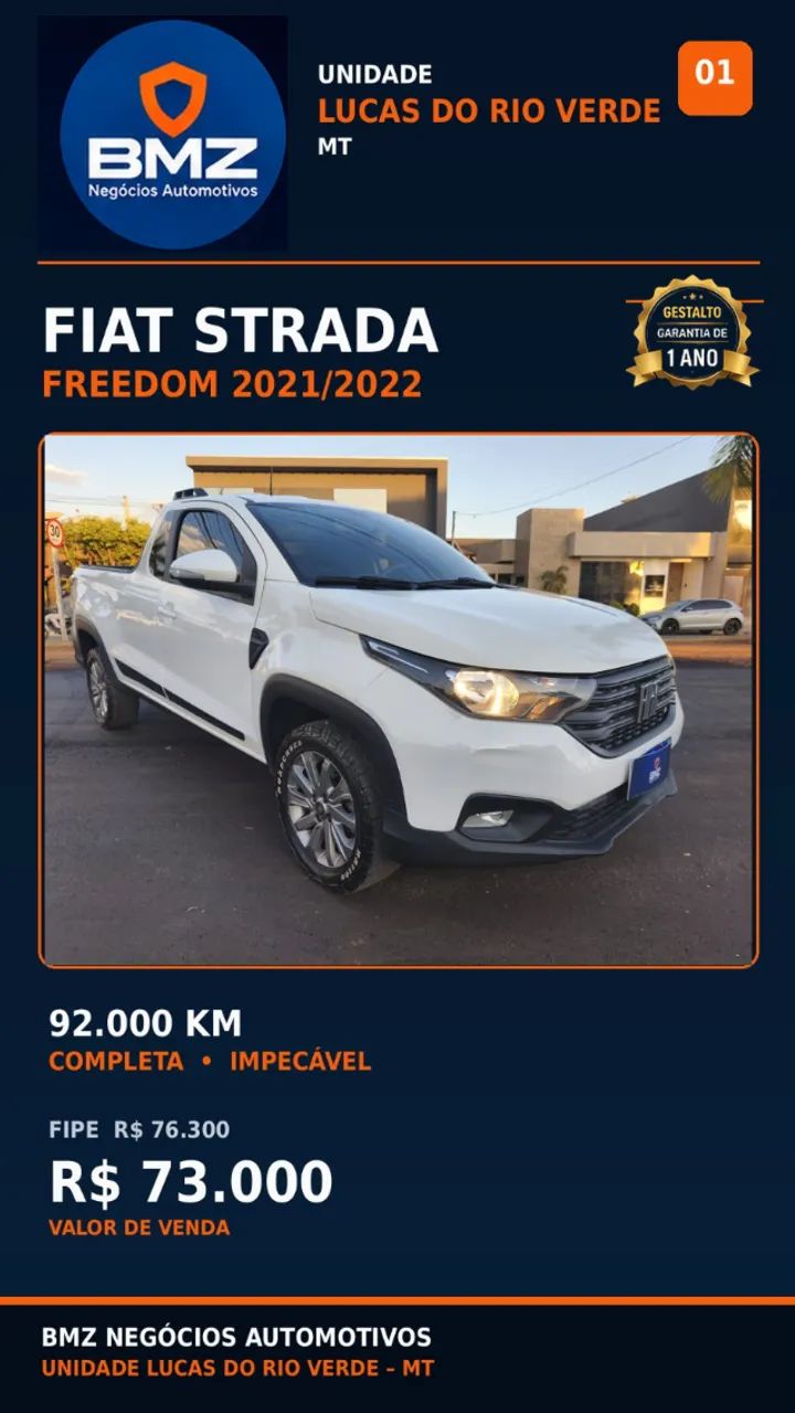 Fiat Strada Freedom 1.3 Flex 8V CS Plus 2022 - Foto 3