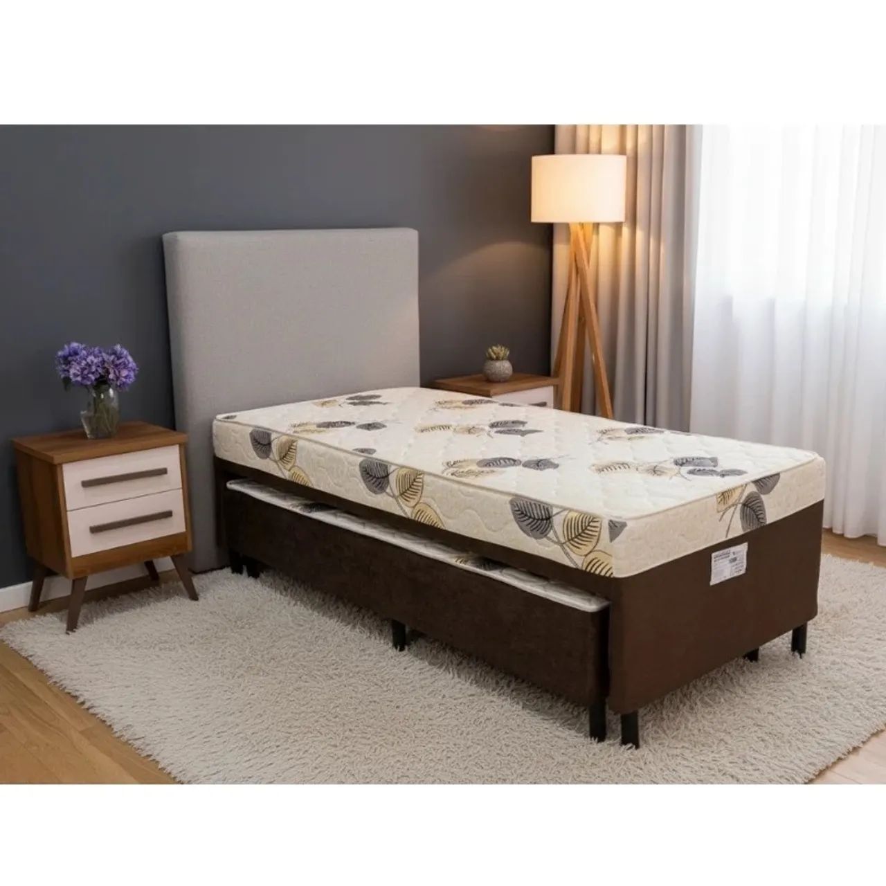 Cama Solteiro Unibox C/ Cama auxiliar Sonho Bom Marrom  - Foto 3