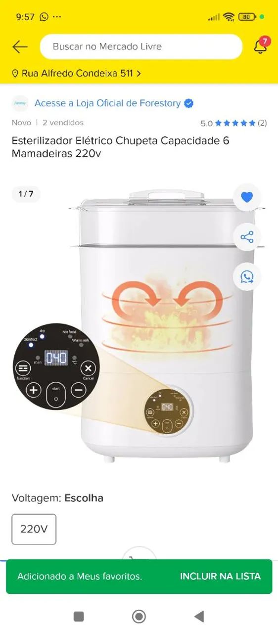 Estrelizador Eletrico chupeta e mamadeira voltagem 220 V novo na caixa  - Foto 2