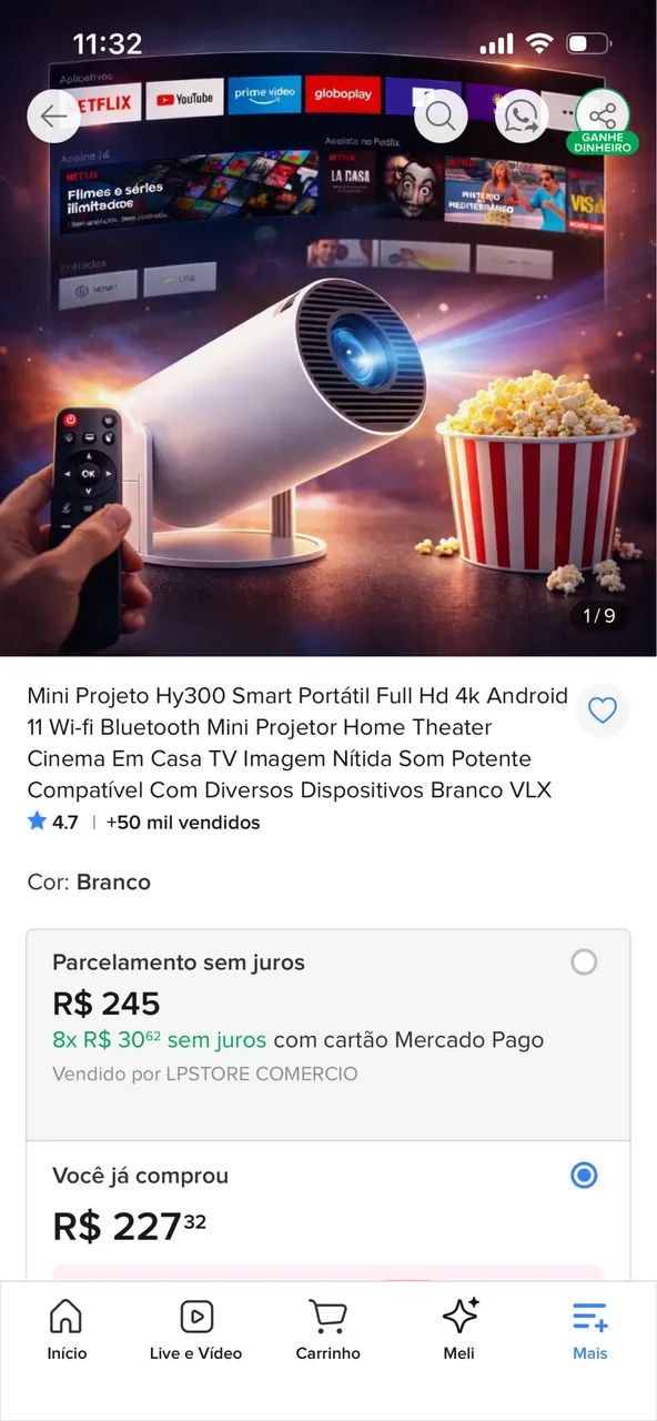 Projetor HY300 smart full hd