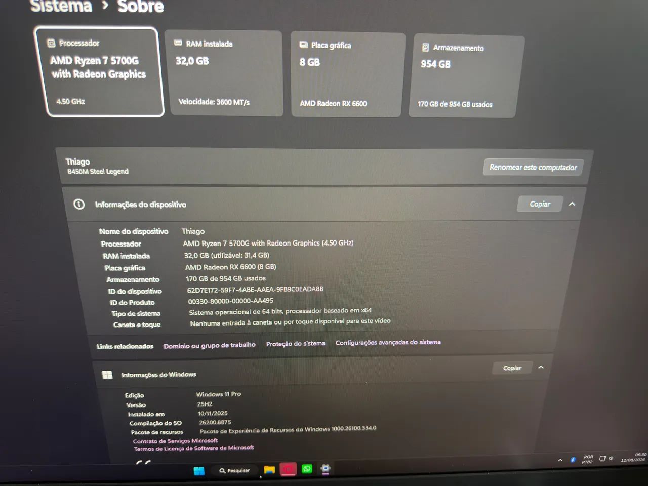 PC Ryzen 7 + RX 6600 32GB 1TB  - Foto 2