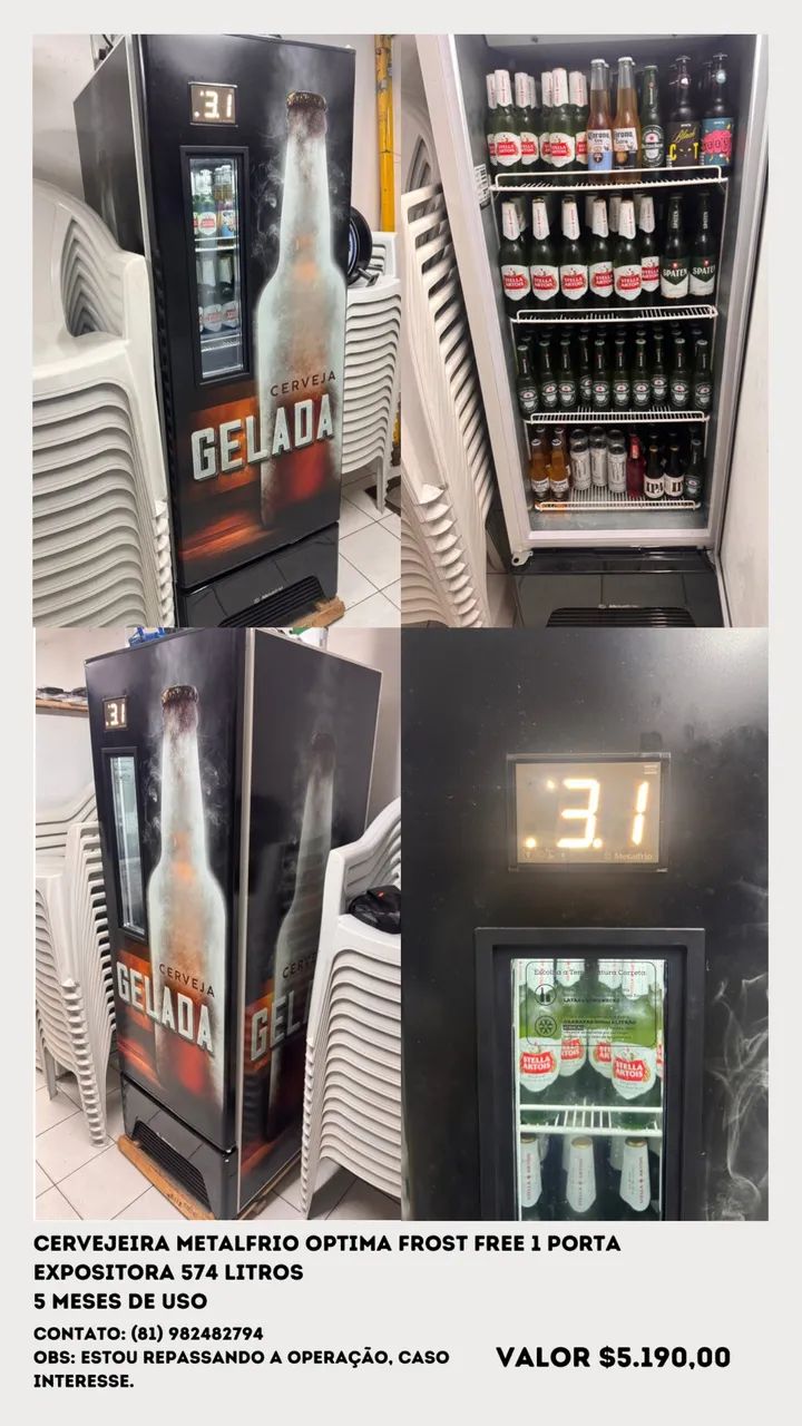 Cervejeira Metalfrio Optima Frost Free 574 Litros - Geladeiras e
