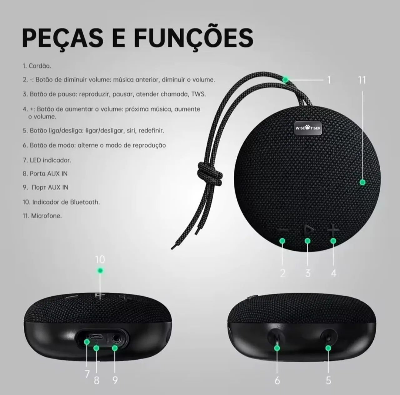 Caixa de Som Bluetooth Wisetiger C200 Premium (Original e Lacrado) - Foto 4