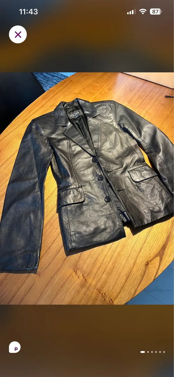 Blazer couro legítimo preto ZOOMP 