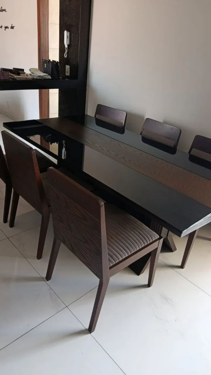 Conjunto de jantar mesa para seus lugares e cadeiras  - Foto 4