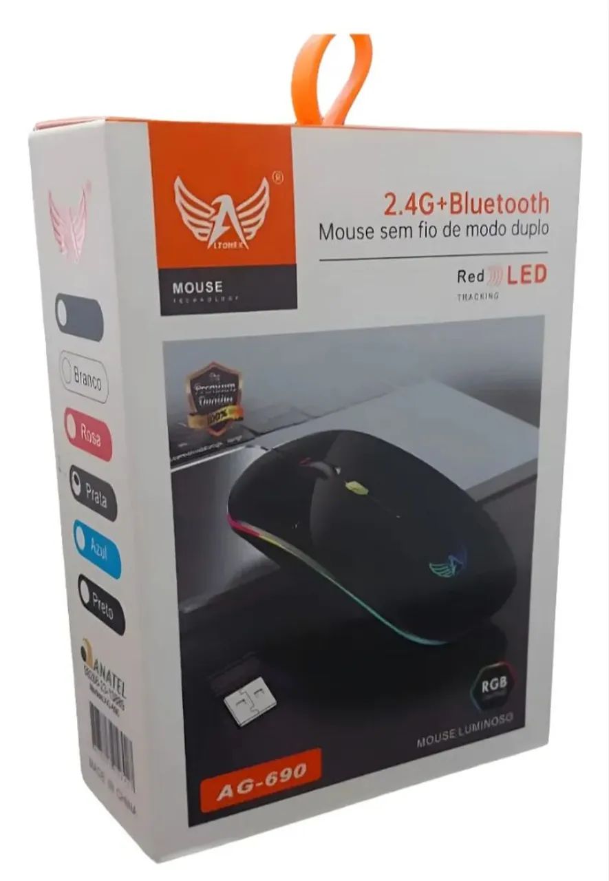 Mouse sem fio com Led Altomex AG-690 Preto Bluetooth  - Foto 5