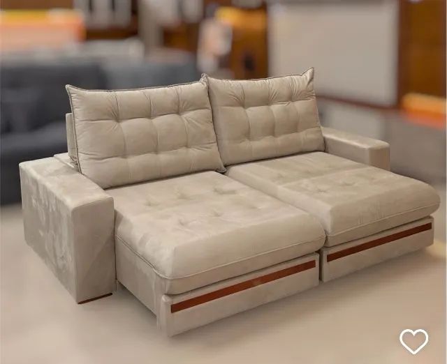 Sofa retratil e Reclinavel Monaco com detalhe em madeira com 2,30cm de largura
