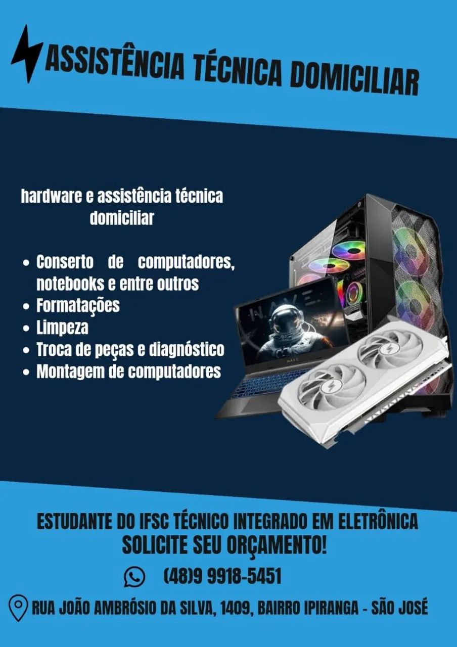 Assistência Técnica em Computadores e Notebooks | Atendimento Domiciliar