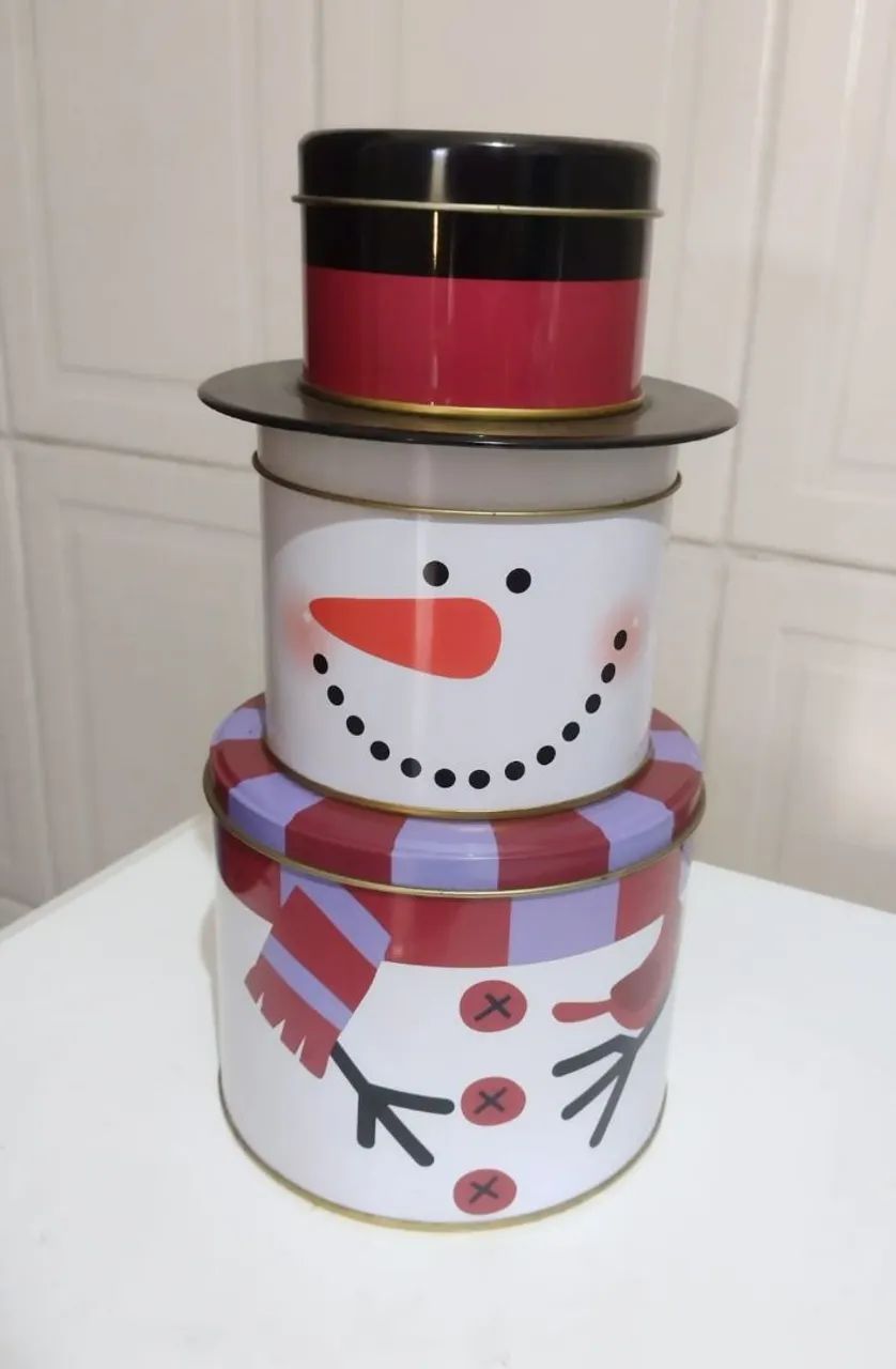 Lata decorativa Boneco de Neve 