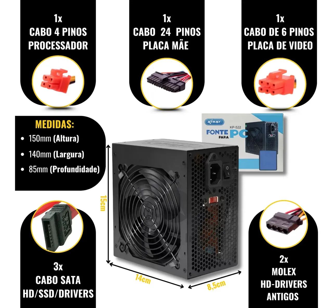 Fonte 500w Knup - Foto 2