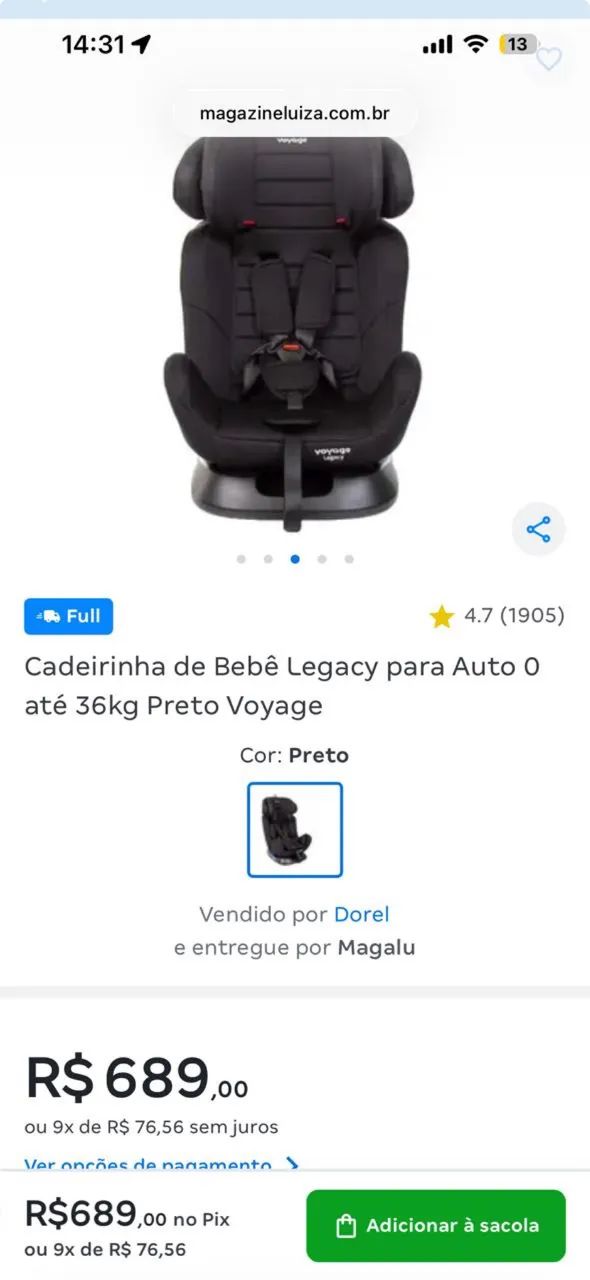 Cadeirinha voyage legacy 0-36kg - Foto 2