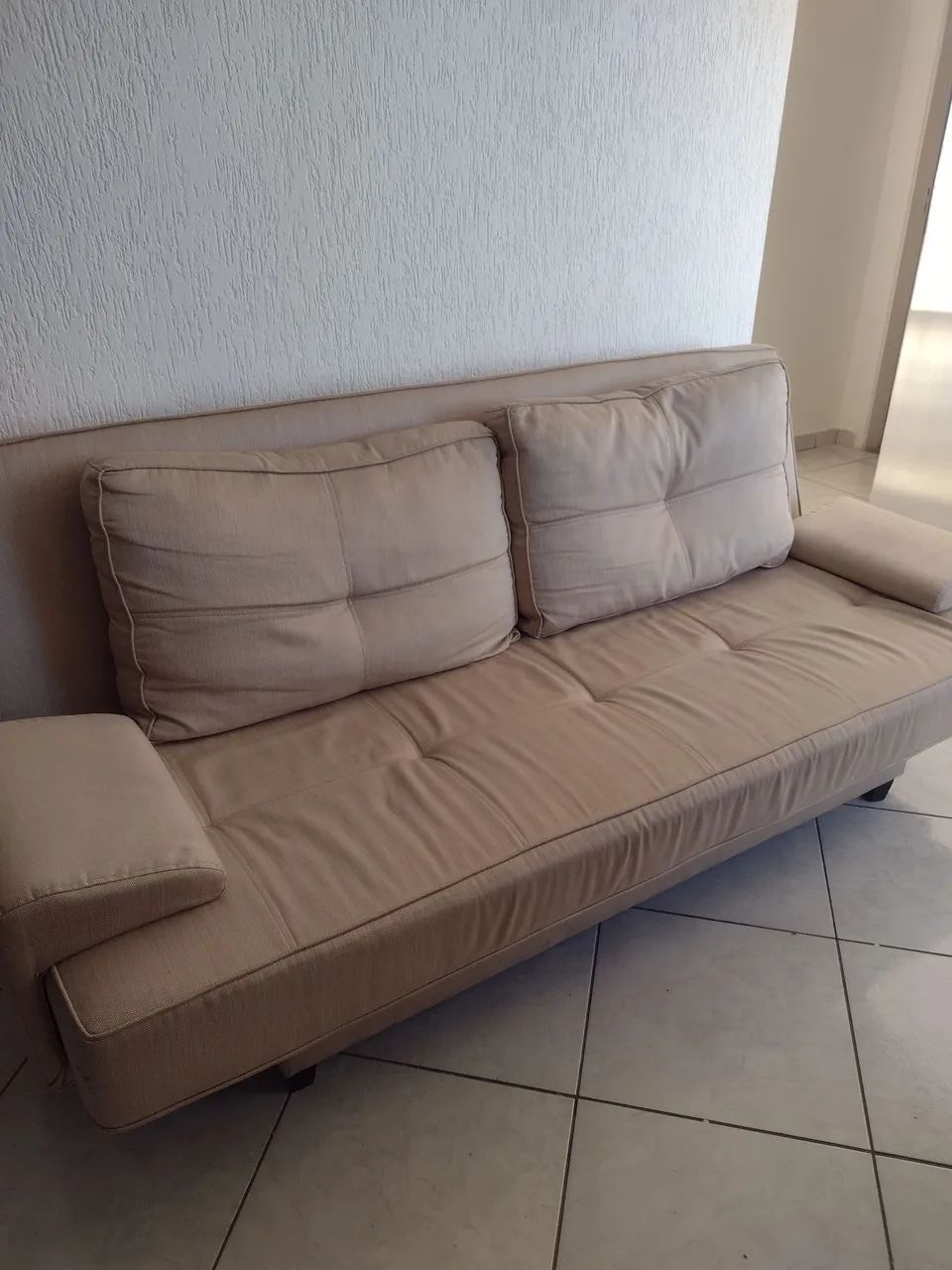 Sofá cama , três lugares, tecido linho  - Foto 2