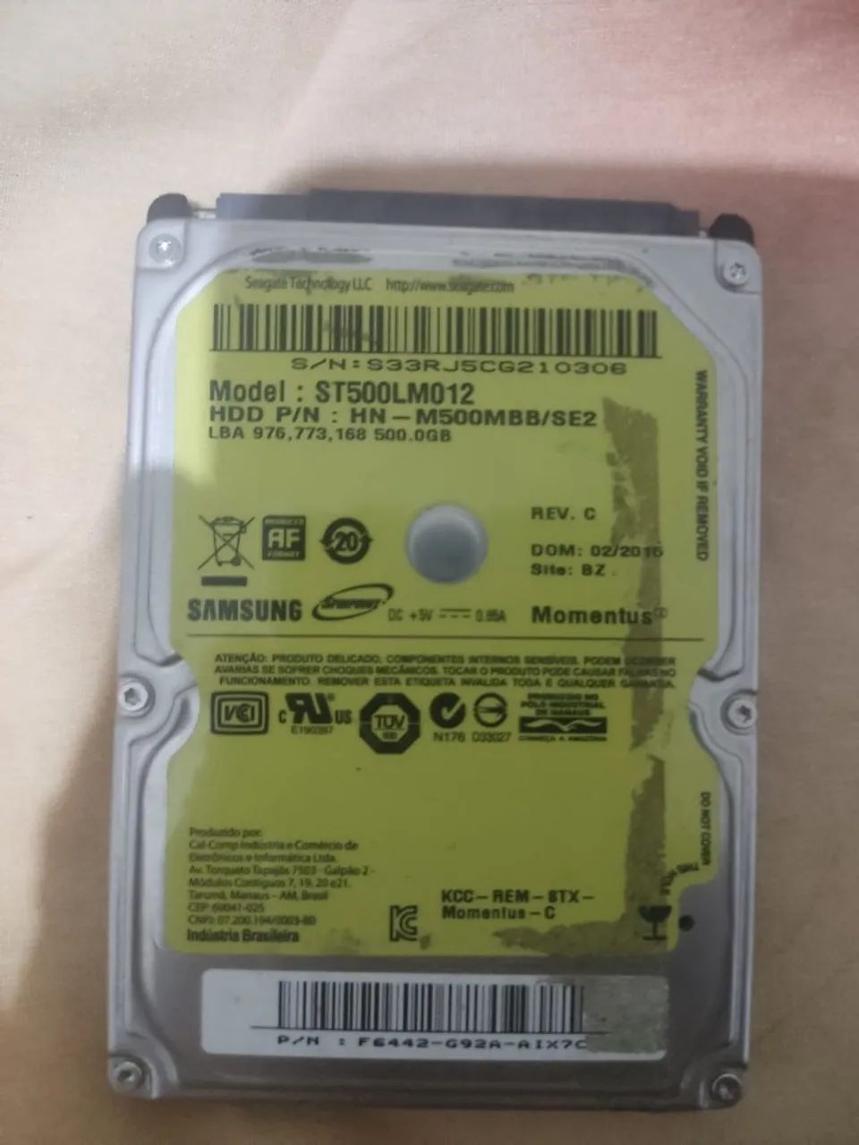 HD Notebook 500GB - Testado e Saudável