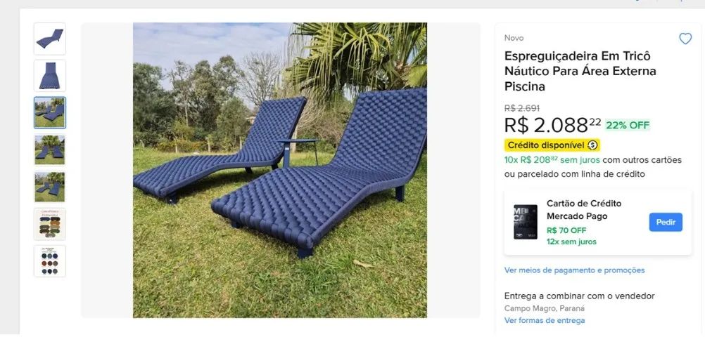 Espreguiçadeira Em Tricô Náutico Para Área Externa Piscina - Foto 5