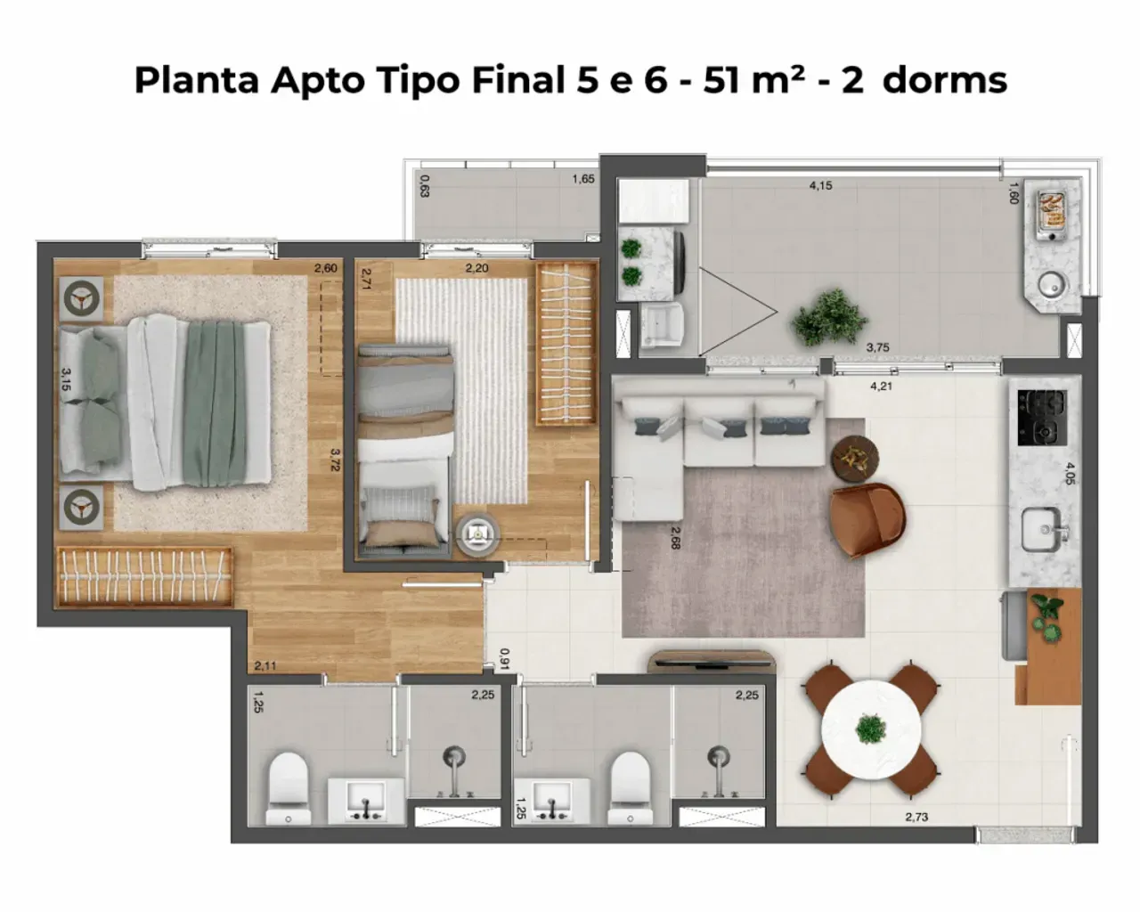 PLANTA 51m²