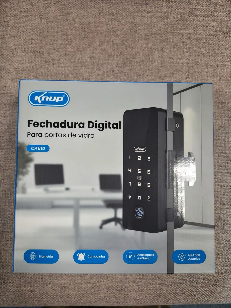 Fechadura digital para porta de vidro