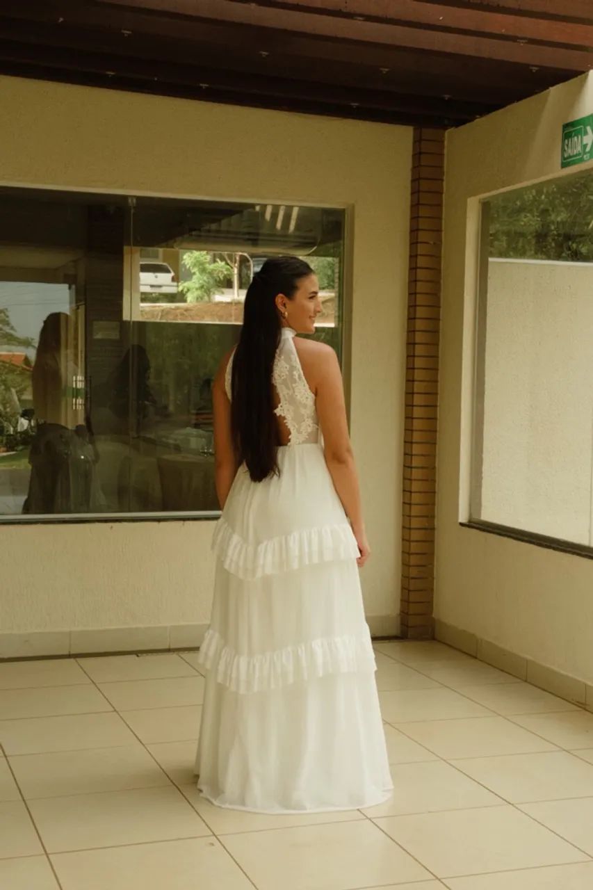 Vestido longo branco da Koji - Foto 3