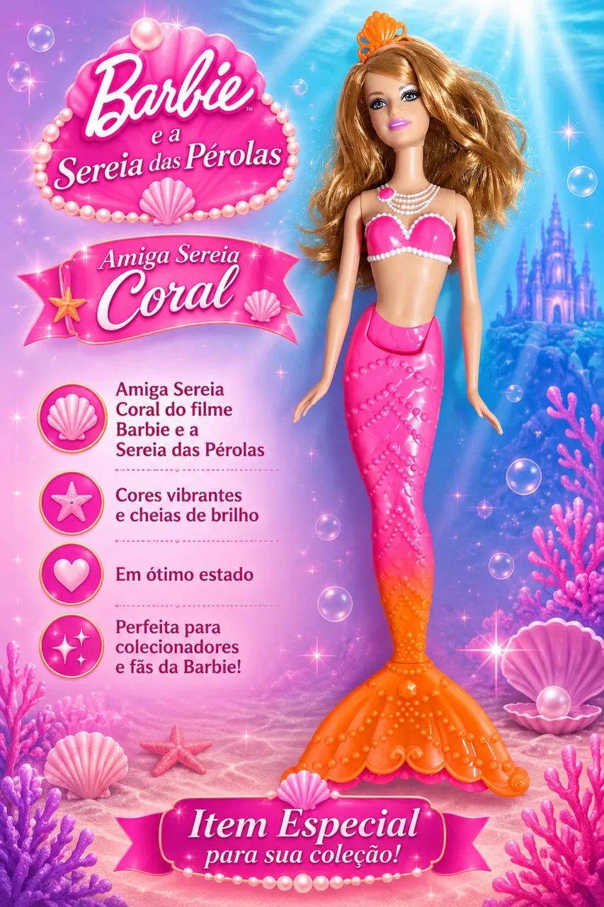 Barbie sereia coral Filme Sereia das pérolas 