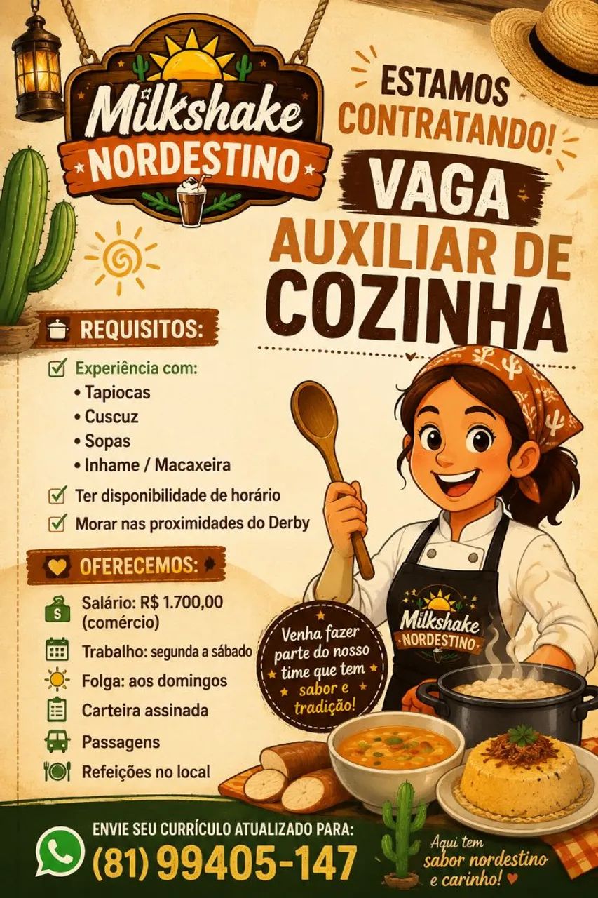Vaga Aux de cozinha 