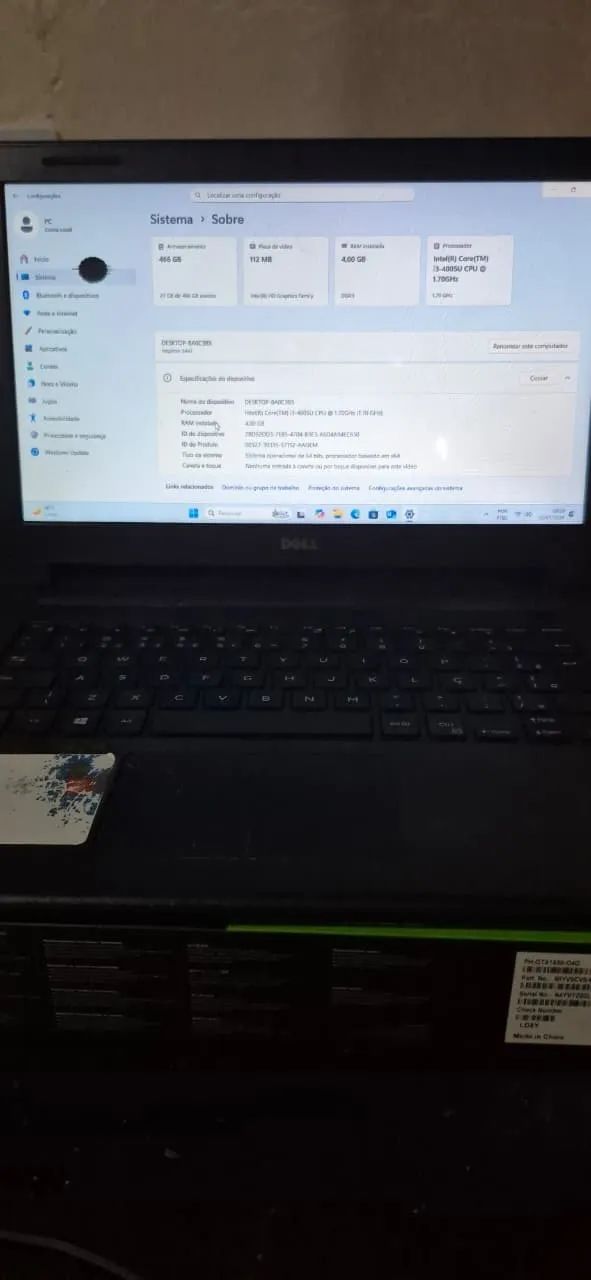 Notebook Dell Inspiron 14 + i3 4005U