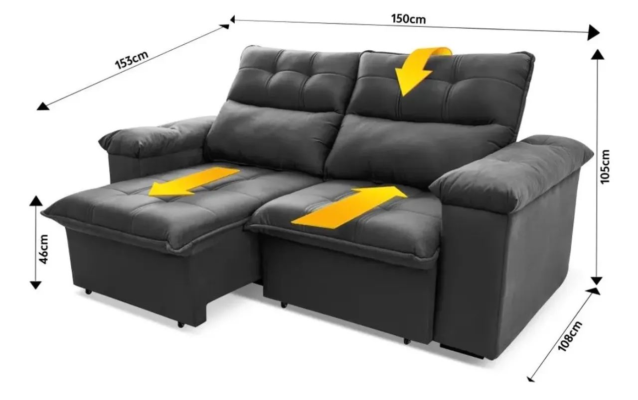 2-Seat Retractable and Reclining Sofa - Gray Suede495438639756093442