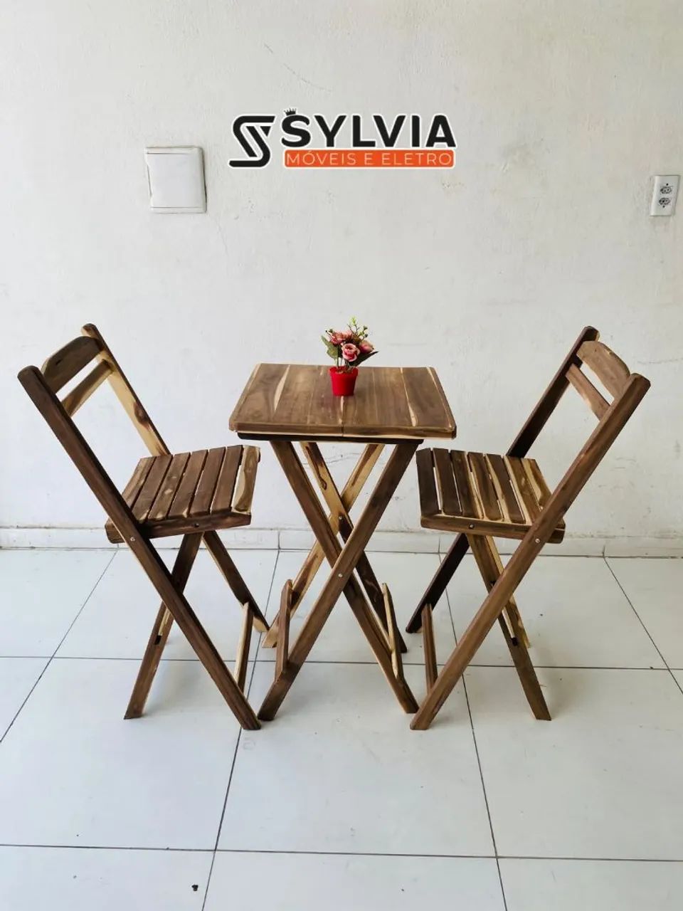 Conjunto dobrável bistrô sem verniz  - Foto 3