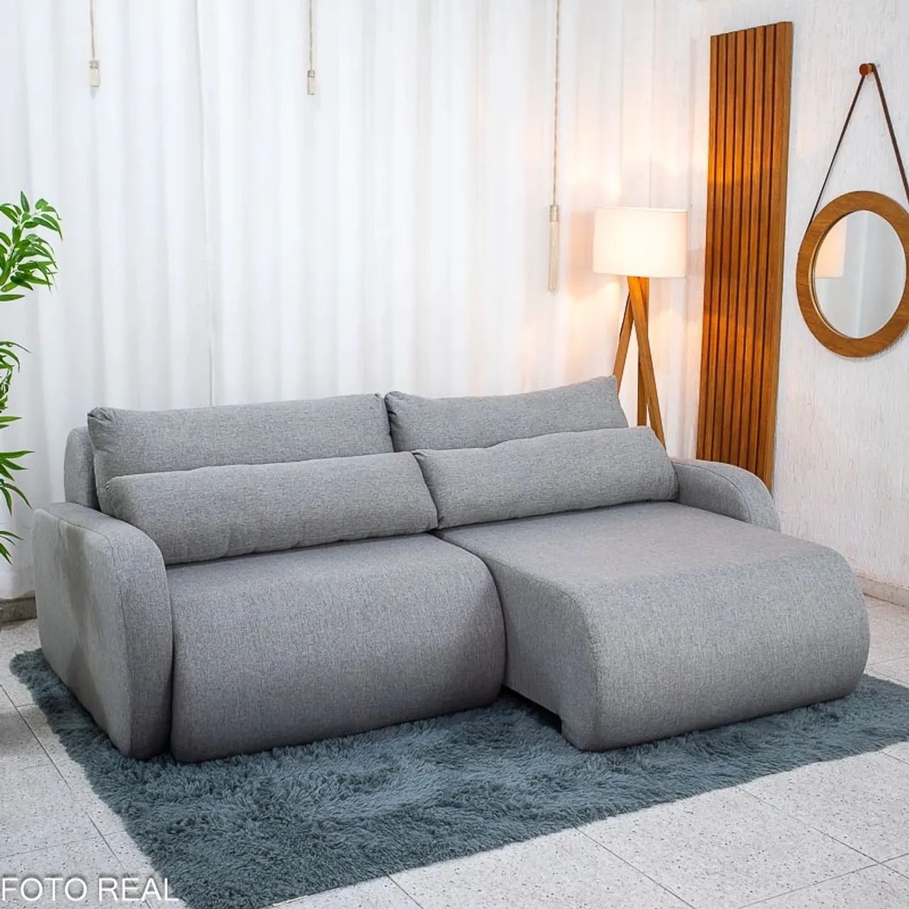Sofá Retrátil Bellagio Larg. 2.25m Linho Cinza - Foto 3