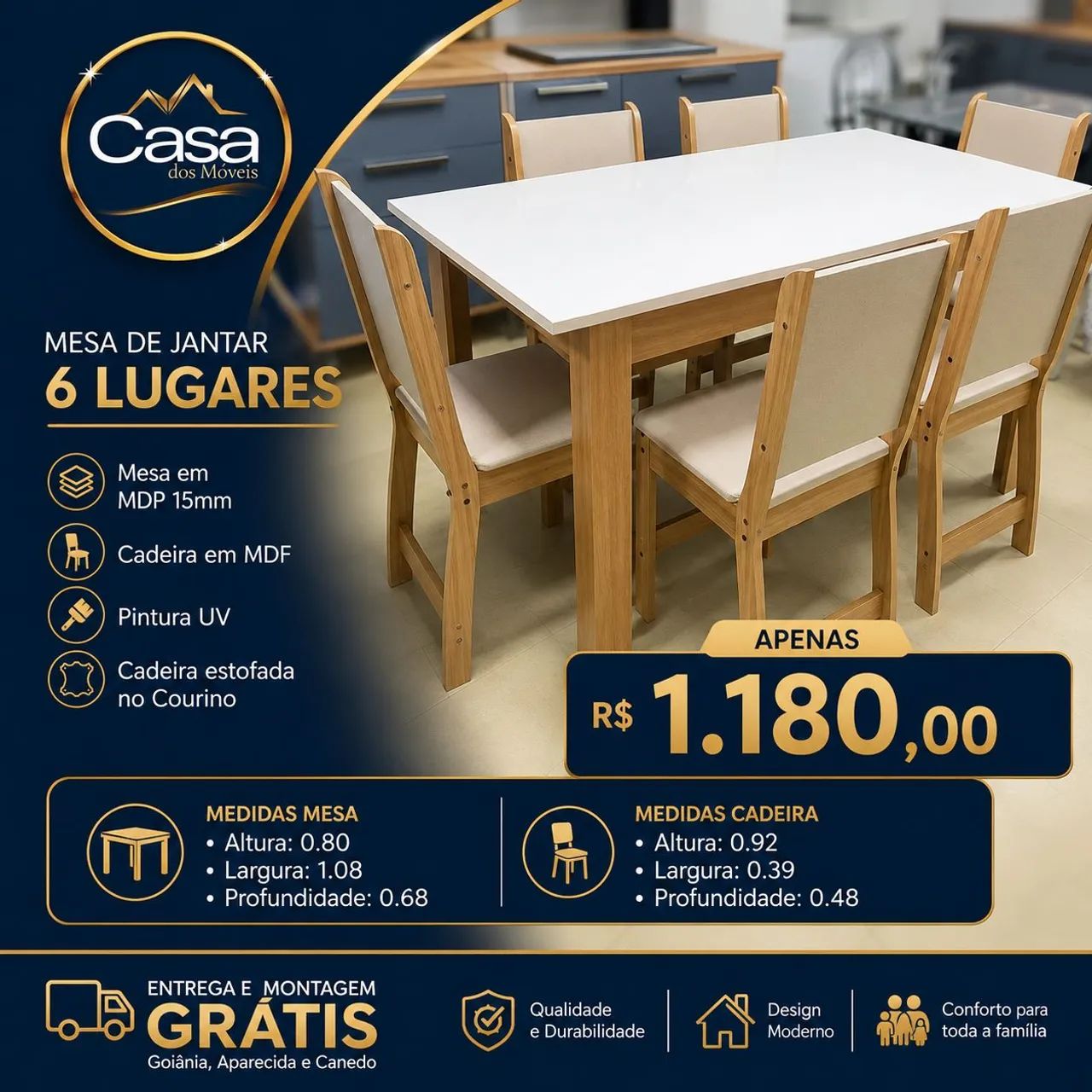 Mesa Bellagio 6 cadeiras 