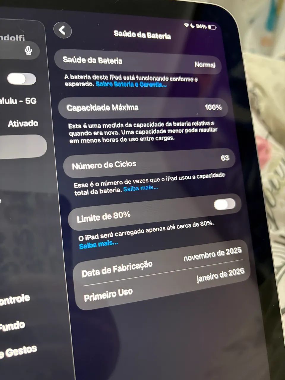 Ipad a16 256g bateria 100%