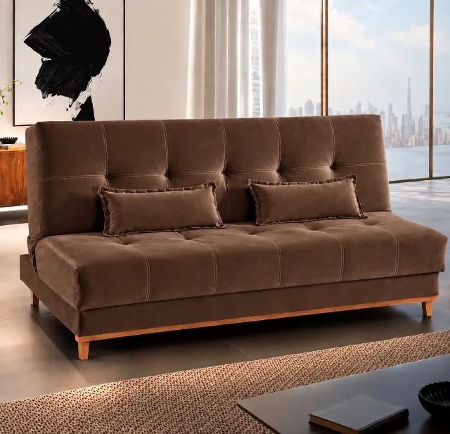 Sofá-Cama Confort Versátil 1,88 m Veludo Marrom
