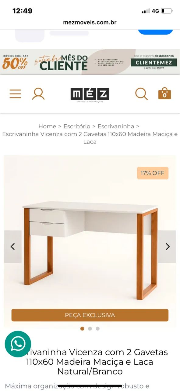 Escrivaninha MEZ com 2 gavetas