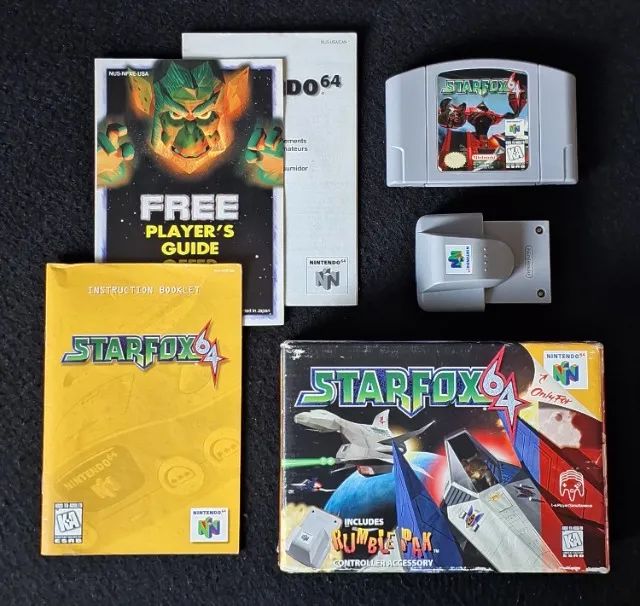 STAR FOX 64 Com Rumble Pack, Caixa, Manual e Encartes - Nintendo