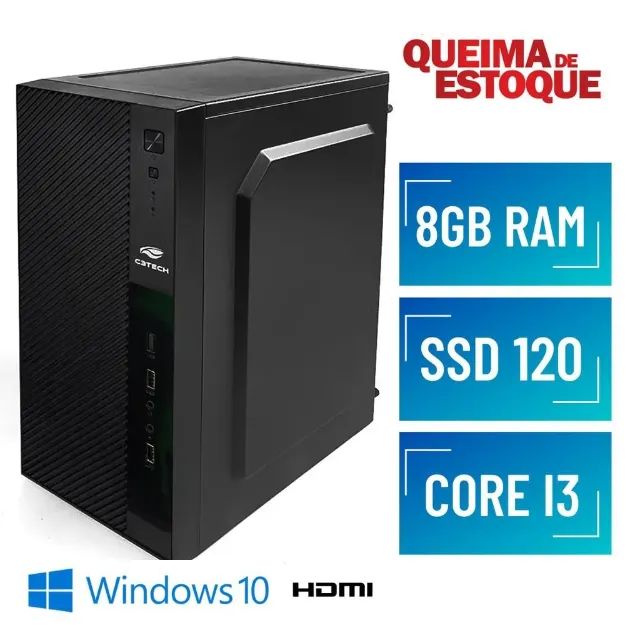 computador intel core i3 + 8gb de RAM + SSD 128gb + kit teclado e mouse sem fio
