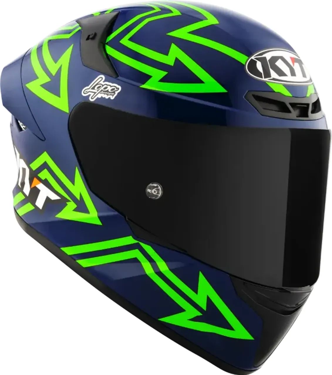 Capacete KYT TT Course Manzi - Azul Escuro/Verde - Foto 3
