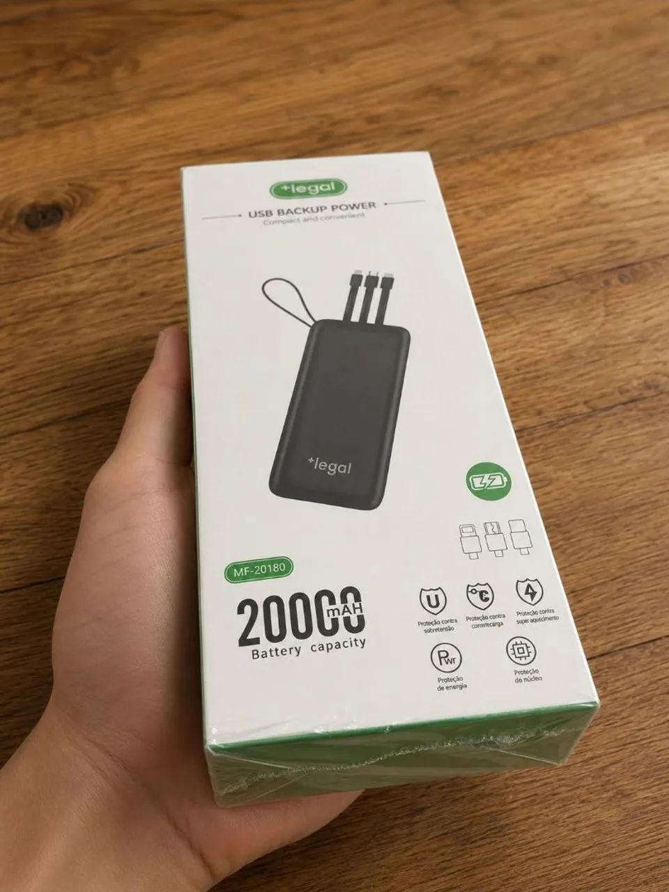 Power Bank 20000mAh Novo Lacrado com Cabos Integrados - Acessórios