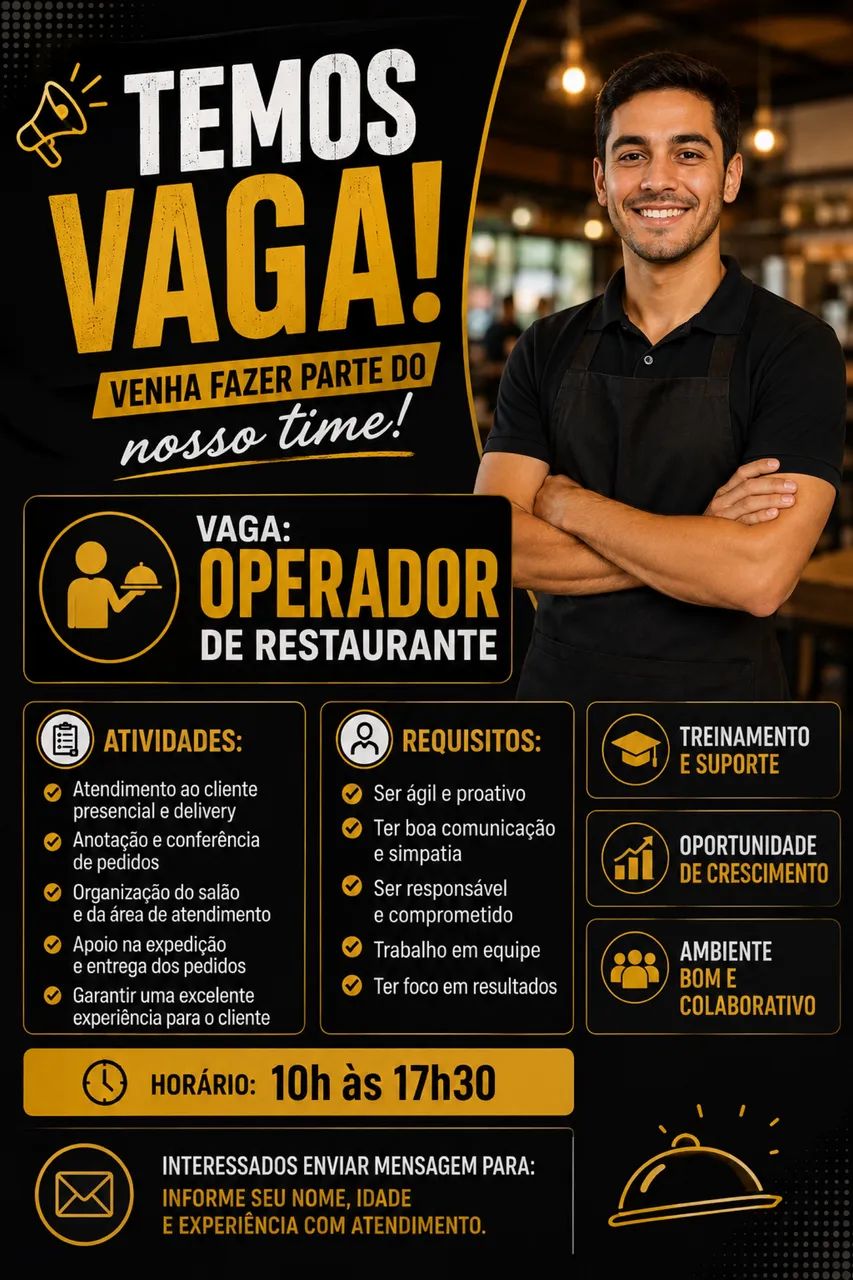 Vaga para Operador de Restaurante 