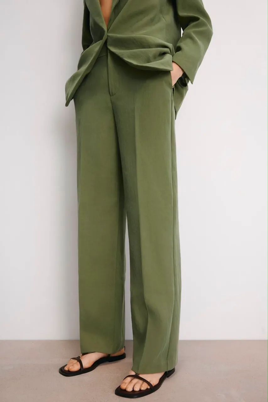 Calça Verde alfaiataria - Zara - Nova  - Foto 3