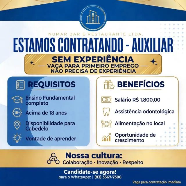 VAGA SEM EXPERIENCIA 18 ANOS